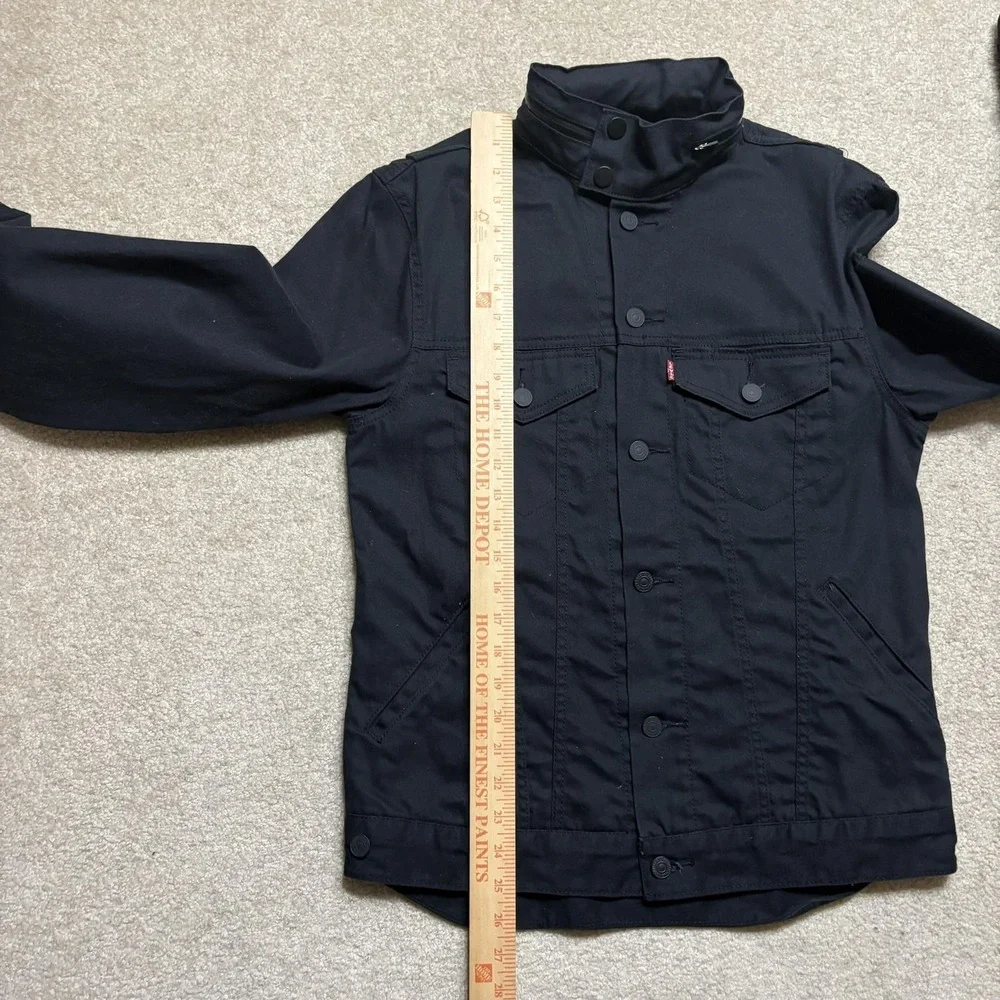 Levis Commuter Trucker Jacket Mens Medium Black Military Hooded Cycling Utility